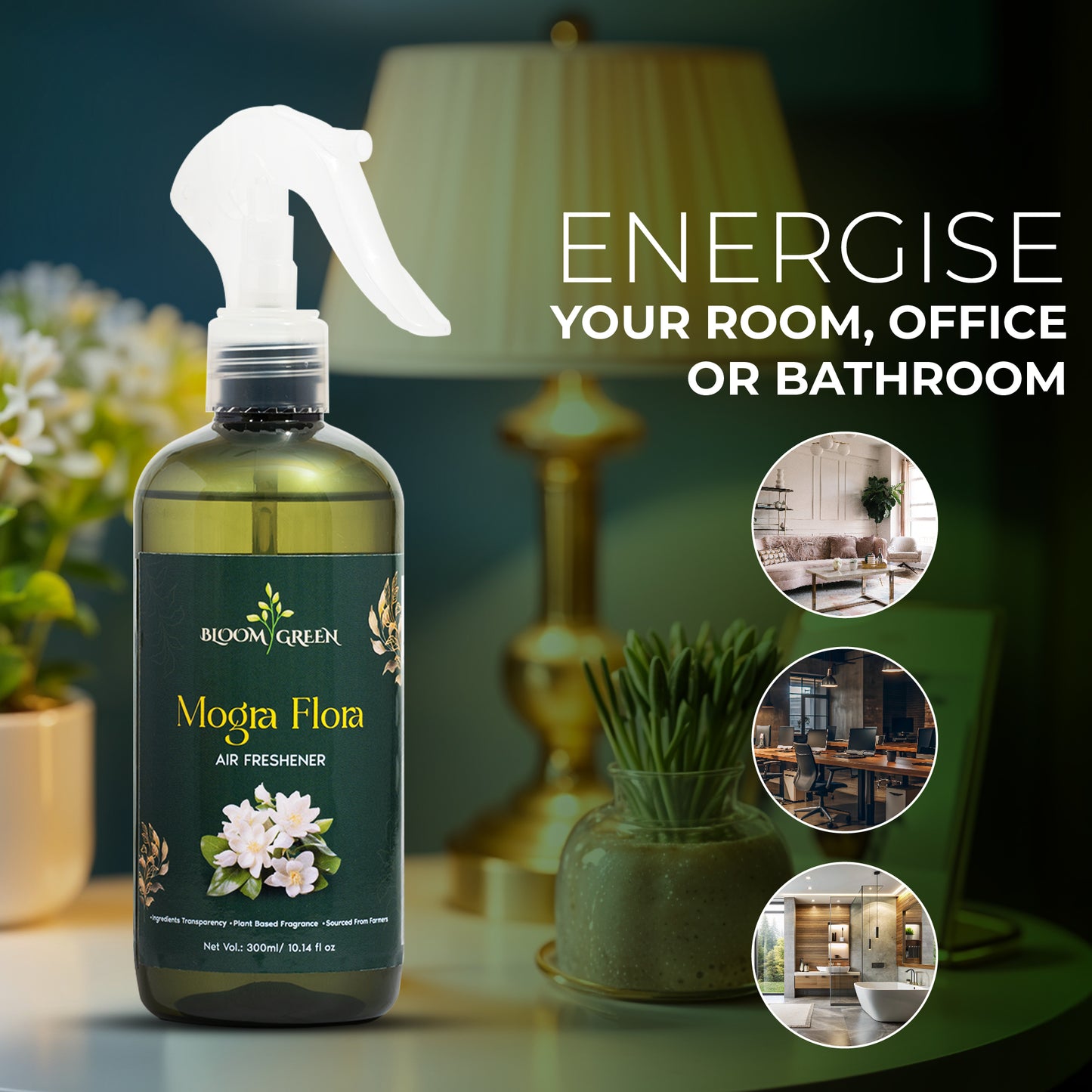 Mogra Flora Room Freshener Spray - Natural Fresh Floral Scent