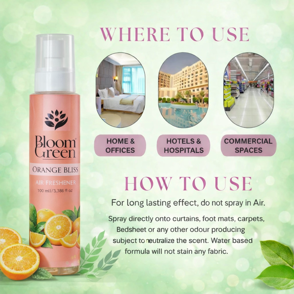 Orange Bliss Natural Air Freshener Spray – Citrusy Fresh Room Fragrance | 100ml