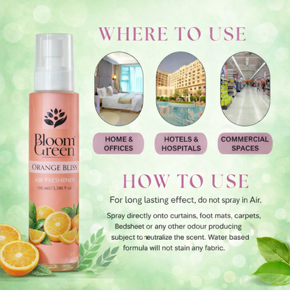 Orange Bliss Natural Air Freshener Spray – Citrusy Fresh Room Fragrance | 100ml