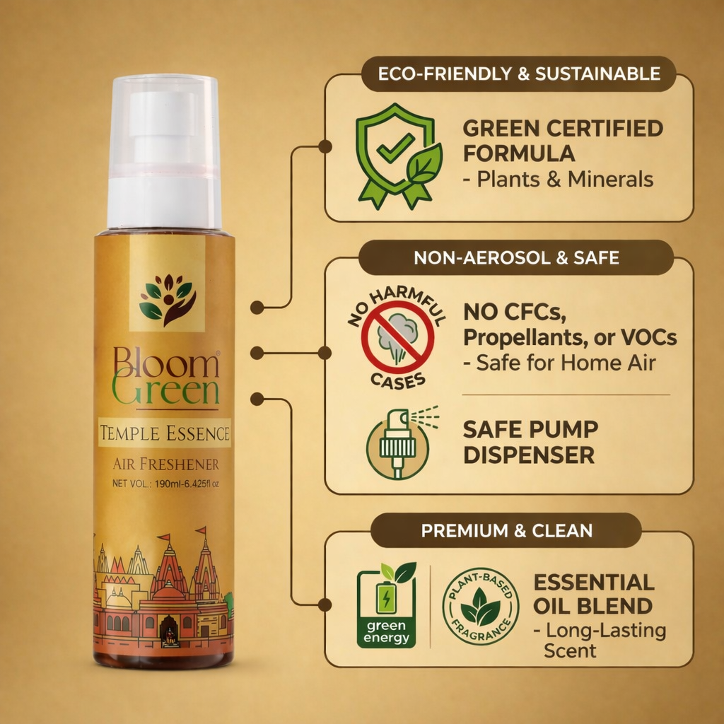 Temple Essence Natural Air Freshener Spray – Sacred Sandalwood & Woody Aroma