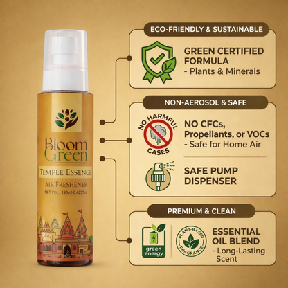 Temple Essence Natural Air Freshener Spray – Sacred Sandalwood & Woody Aroma