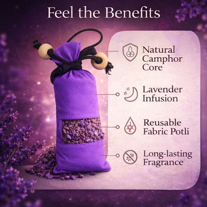 Lavender Camphor Cone 60gm – Natural Camphor Air Freshener Cones with Calming Lavender Aroma | Long Lasting Home & Prayer Room Freshener by Bloom Green