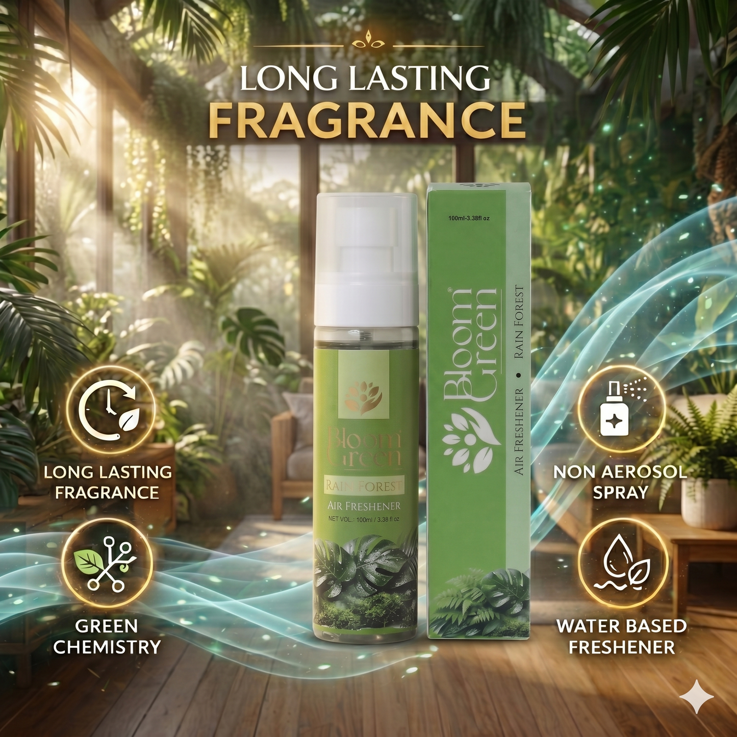 Rain Forest Natural Air Freshener Spray – Fresh Green Nature Aroma | 100ml