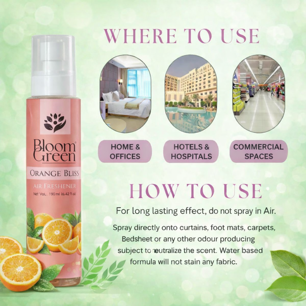 Orange Bliss Natural Air Freshener Spray – Citrusy Fresh Room Fragrance | 190ml