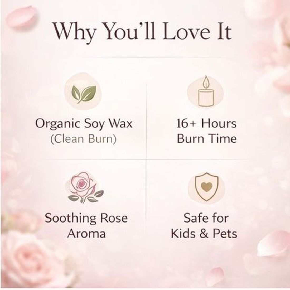 Rose Scented Candle 100gm – Luxury Floral Aromatherapy Candle | Long Lasting Romantic Home Fragrance Candle by Bloom Green