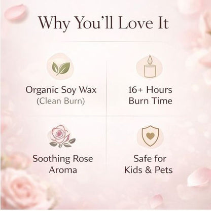 Rose Scented Candle 100gm – Luxury Floral Aromatherapy Candle | Long Lasting Romantic Home Fragrance Candle by Bloom Green