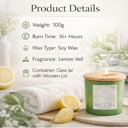 Lemongrass Scented Candle 100gm – Refreshing Citrus Aromatherapy Candle | Long Lasting Home Fragrance Candle by Bloom Green