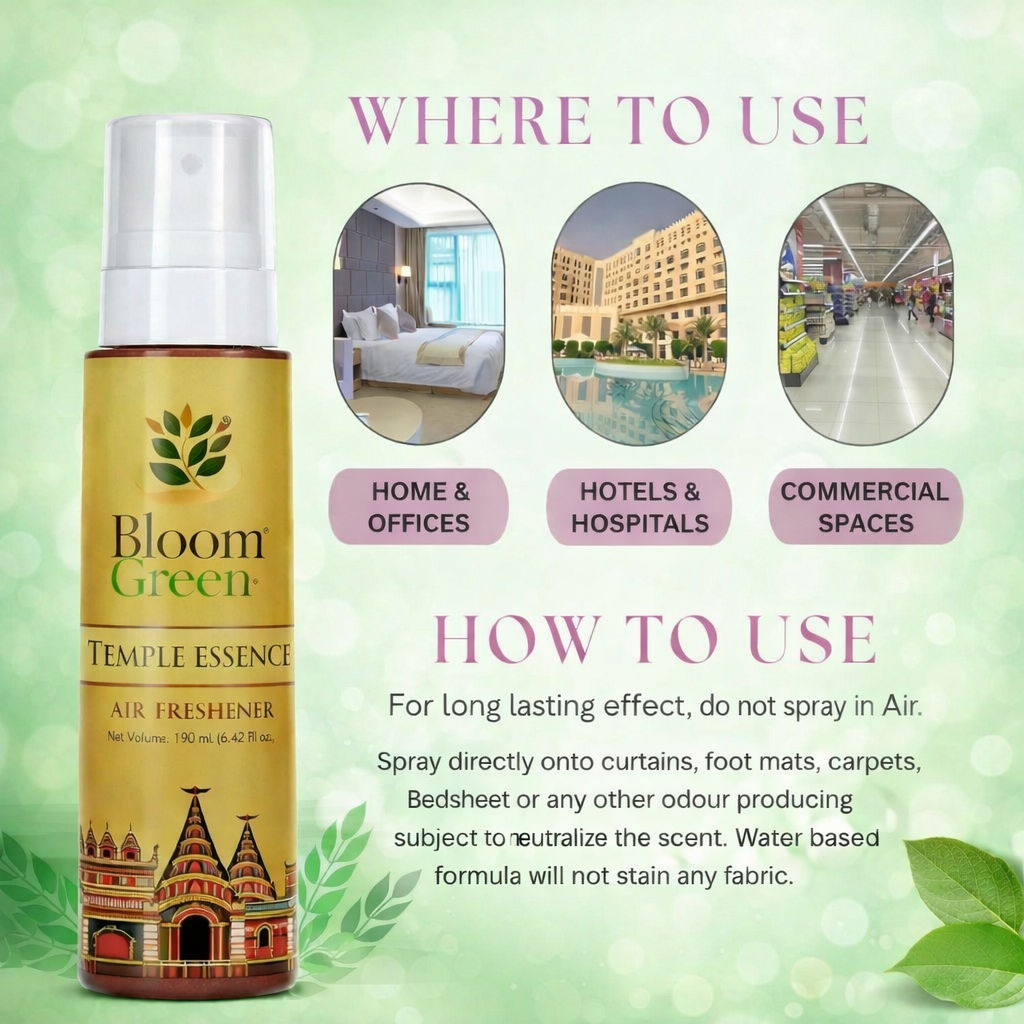 Temple Essence Natural Air Freshener Spray – Sacred Sandalwood & Woody Aroma