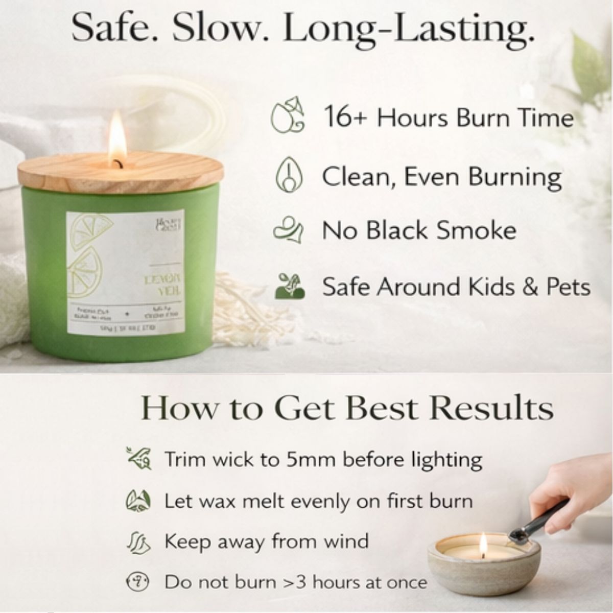 Lemongrass Scented Candle 100gm – Refreshing Citrus Aromatherapy Candle | Long Lasting Home Fragrance Candle by Bloom Green