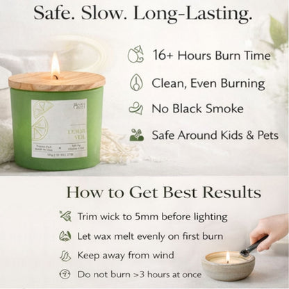 Lemongrass Scented Candle 100gm – Refreshing Citrus Aromatherapy Candle | Long Lasting Home Fragrance Candle by Bloom Green