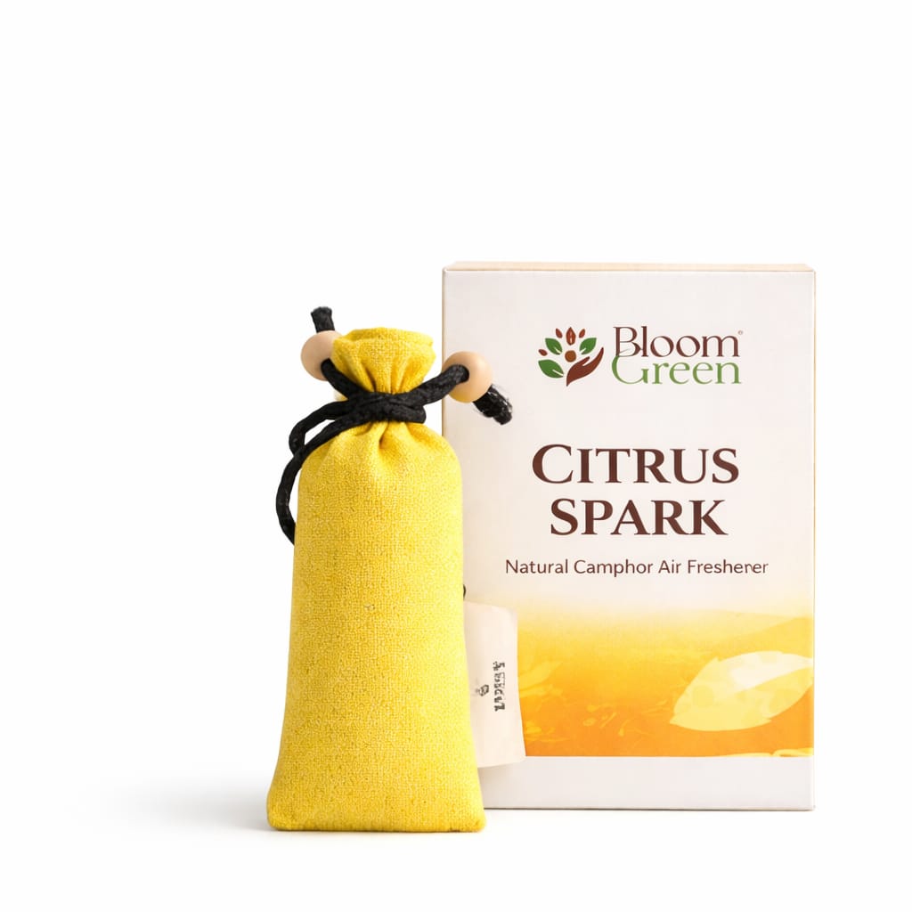 Citrus Camphor Cone 60gm – Natural Camphor Air Freshener Cones with Refreshing Citrus Aroma | Long Lasting Home & Prayer Room Freshener by Bloom Green