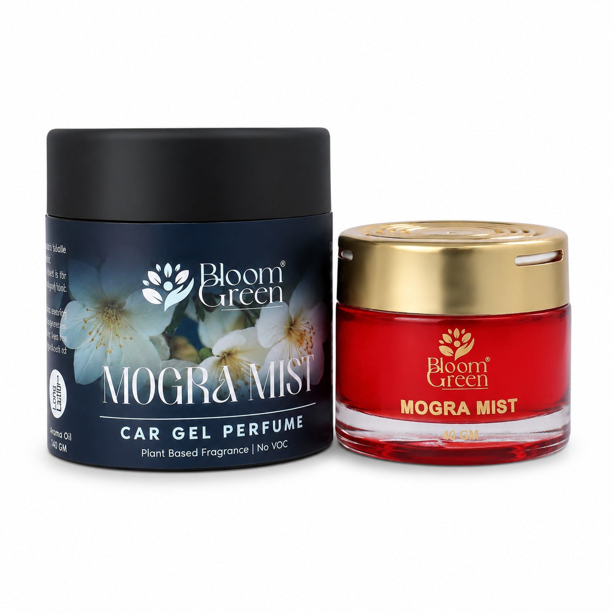 Mogra Mist Car Gel Freshener 40gm – Natural Floral Car Perfume Gel | Long Lasting Jasmine Fragrance Dashboard Air Freshener by Bloom Green