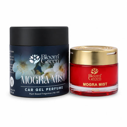 Mogra Mist Car Gel Freshener 40gm – Natural Floral Car Perfume Gel | Long Lasting Jasmine Fragrance Dashboard Air Freshener by Bloom Green