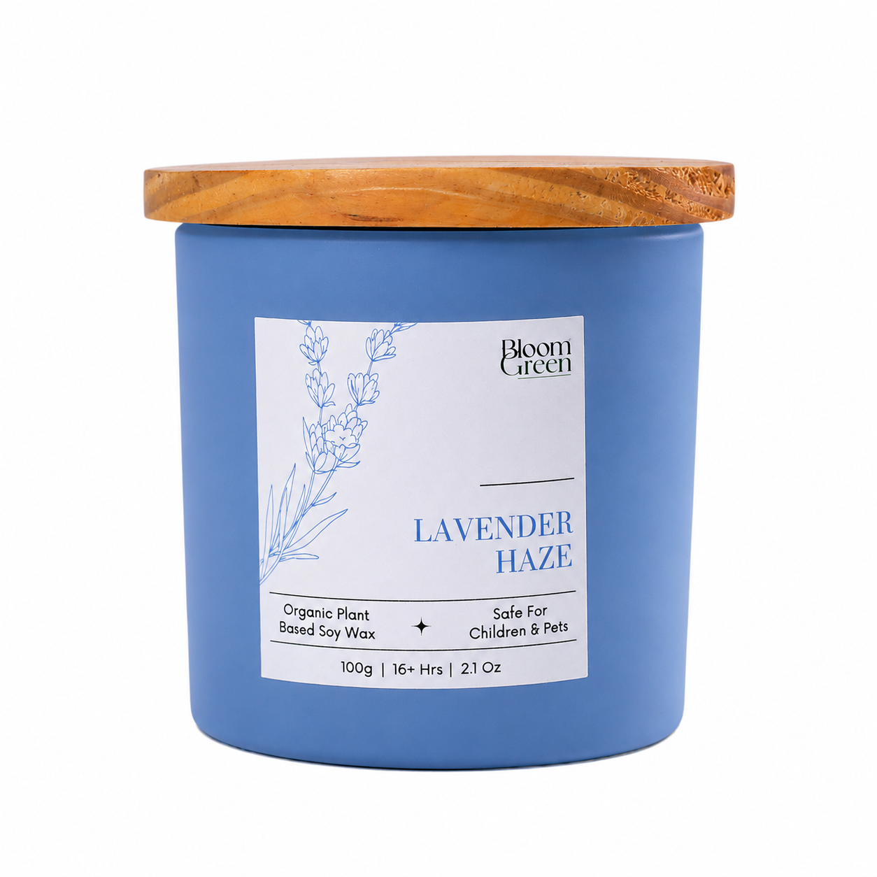 Lavender Scented Candle 100gm – Relaxing Aromatherapy Soy Wax Candle | Long Lasting Floral Home Fragrance Candle by Bloom Green