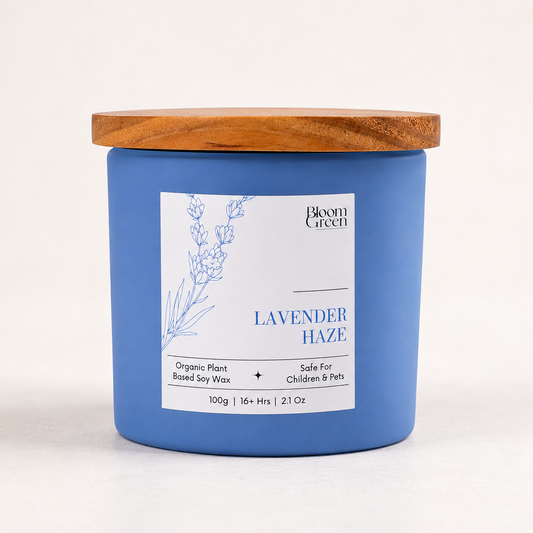 Lavender Scented Candle 100gm – Relaxing Aromatherapy Soy Wax Candle | Long Lasting Floral Home Fragrance Candle by Bloom Green