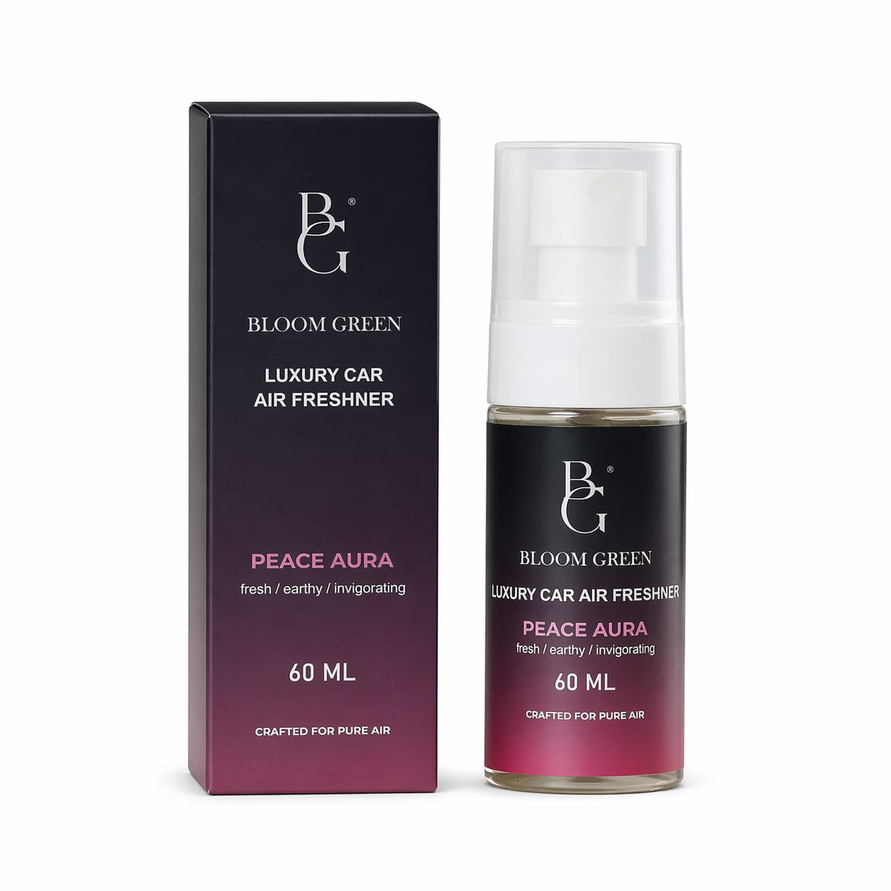 Peace Aura Car Spray 60ml – Calming Luxury Car Perfume Spray | Long Lasting Fresh Floral Woody Air Freshener by Bloom Green